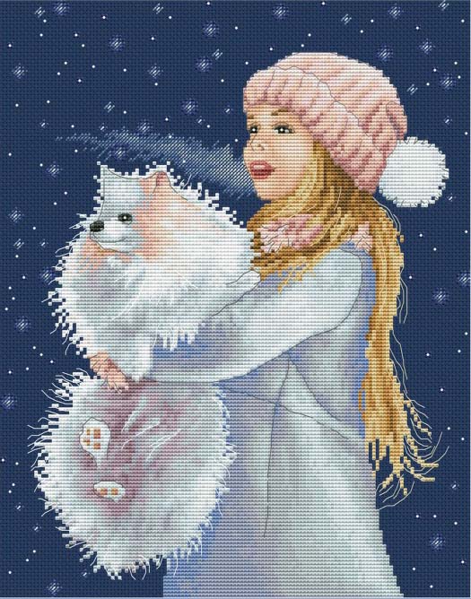 樂天商城 - メール便送料無料 クロスステッチ 刺繍キット オランタ OLanTA ポメラニアンと少女 16ct 犬 人物 クロスステッチキット ししゅう 刺繍