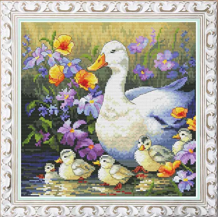 メール便送料無料 クロスステッチ 刺繍キット オランタ OLanTA アヒルの家族 16ct 鳥 動物 クロスステッチキット ししゅう 刺繍 3