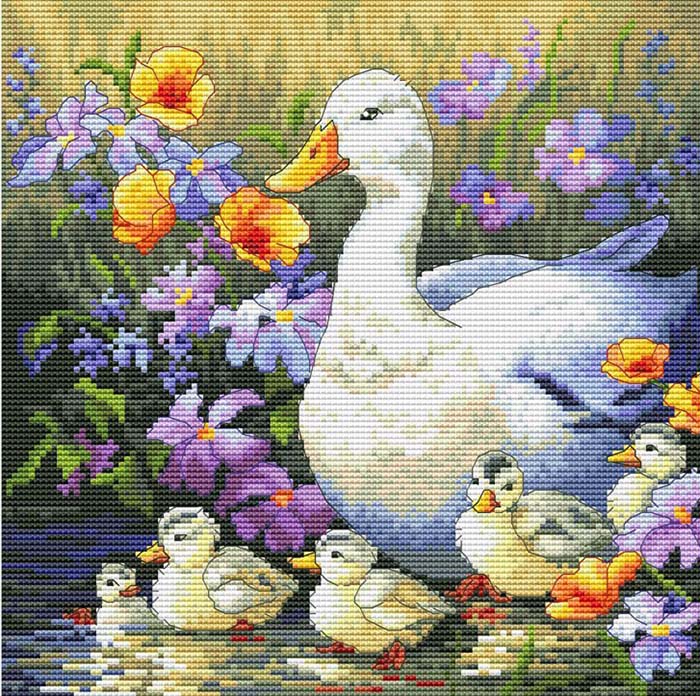 メール便送料無料 クロスステッチ 刺繍キット オランタ OLanTA アヒルの家族 16ct 鳥 動物 クロスステッチキット ししゅう 刺繍