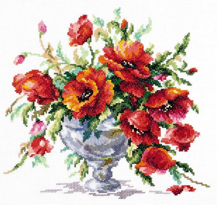 メール便送料無料 クロスステッチ 刺繍キット マジックニードル Magic Needle 赤いポピー 14ct 花 植物 静物 クロスステッチキット ししゅう 刺繍