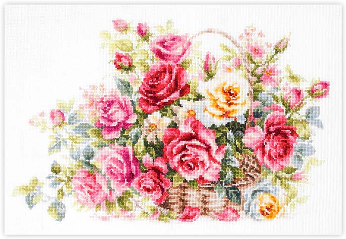 樂天商城 - メール便送料無料 クロスステッチ 刺繍キット マジックニードル Magic Needle バラのバスケット 14ct 花 植物 静物 クロスステッチキット ししゅう 刺繍