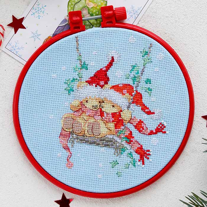 クロスステッチ 刺繍キット アブリスアート Abris Art ブランコに乗って フープ付き 14ct クリスマス ..