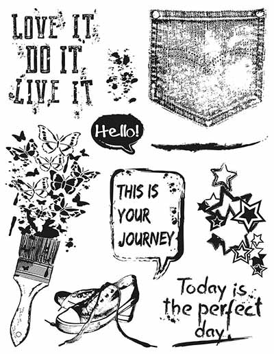 クリアスタンプセット グランジ 10種類のスタンプ 輸入スタンプ アートスタンプ