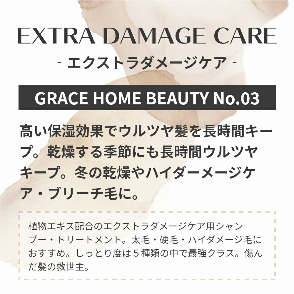 美容室 エキストラダメージケア シャンプー ( GRACE HOME BEAUTY No.03 ) 100ml 高保湿 乾燥 ハイダメージケア ブリーチ 太毛 硬毛 ダメージ毛 サロン品質