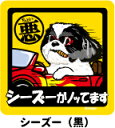 ペット ちょい悪ステッカー 【大判マグネットタイプ シーズー黒】 愛犬を連れてノリノリで、ドライブにおでかけ〜♪