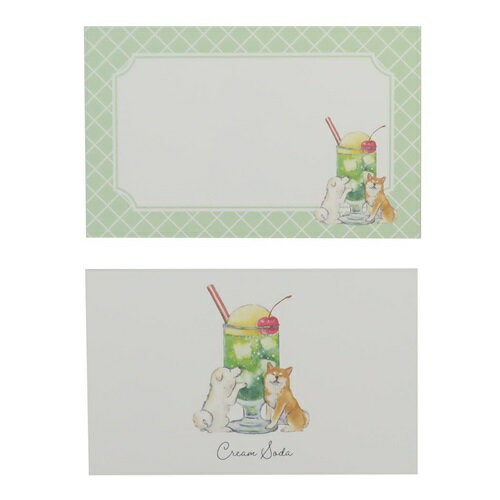 ミニカード 【メッセージカード しばいぬと純喫茶 クリームソーダ】 村田なつか 柴犬 犬雑貨 BR