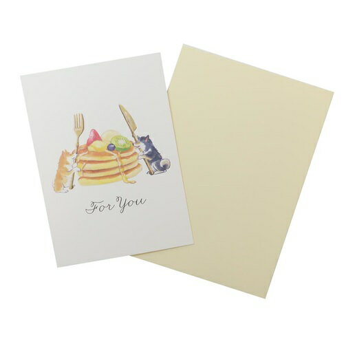 グリーティングカード 【しばいぬと純喫茶 パンケーキ For You】 村田なつか 柴犬 犬雑貨 BR