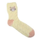 靴下 【もこもこルームソックス フェイスチロ イエロー】 猫雑貨