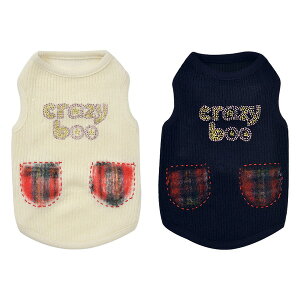 ペットウェア　【CRAZYBOO　CBチェックポケットタンクトップ】XL・XXL・DS・DMサイズ　CB