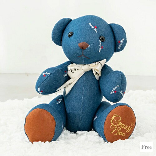 【CRAZYBOO　デニムベアぬいぐるみ】　手足が動くくまのぬいぐるみ