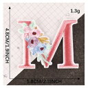 ワッペン 【花刺繍ワッペン アルファベット M】 イニシャル 服やバッグ、好きなところにアップリケ★ ハンドメイドに♪ 手芸