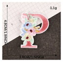 ワッペン 【花刺繍ワッペン アルファベット P】 イニシャル 服やバッグ、好きなところにアップリケ★ ハンドメイドに♪ 手芸(3)