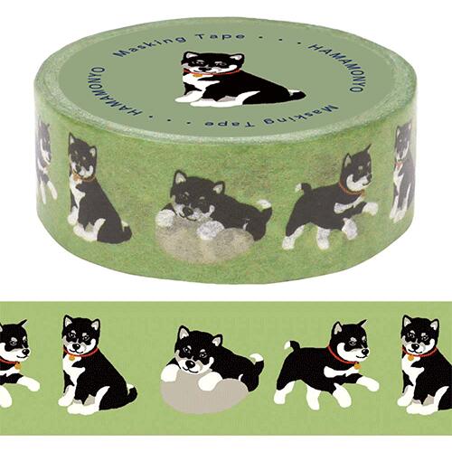 Rakuten - マスキングテープ　【黒柴くん　グリーン】柴犬　しばいぬ　犬雑貨　BR