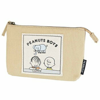 ポーチ 【PEANUTS SNOOPY 3ポケットキャンバスポーチ Peanuts Boys ベージュ】 BR スヌーピー