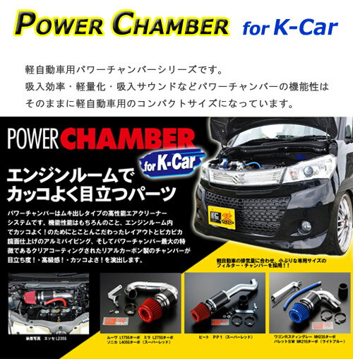 パワーチャンバー for K-Car 軽自動車用 カーボンタイプ ワゴンR ・ RR MH21S / ワゴンR スティングレー（ハロゲンライト車） MH22S / ラパン HE22S ZERO1000 零1000 ゼロセン 軽量化 エアクリーナー エアクリ フィルターカラー2色 106-ks001