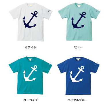 【メール便　送料無料】イカリ Tシャツ メンズ レディース ペアルック カップル お揃い 兄弟 友達 男女兼用 半袖 ギフト 誕生日 プレゼント 碇 ビッグ アンカー プリント 海 波 サーファー 5.6オンス