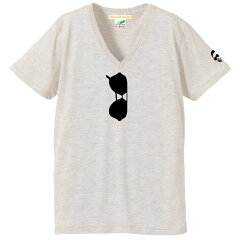 だまし絵サングラスVネック半袖Tシャツ|森田さんのサングラストロンプルイユ(騙し絵)|4.4ozトライブレンドS~XLサイズ、メンズ・レディース、お揃い・ペアルック◎|【メール便、レターパック対応】【auktn】05P23Sep15