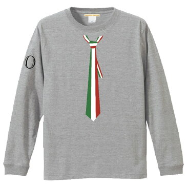 【メール便　送料無料】だまし絵 イタリア トリコロール 国旗 ネクタイ ロングスリーブ Tシャツ 長袖 リブ付き ヨーロッパ 南米 サッカー ユーロ おしゃれ メンズ レディース カジュアル ストリート スポーツコットン 母の日 父の日 ギフト プレゼント