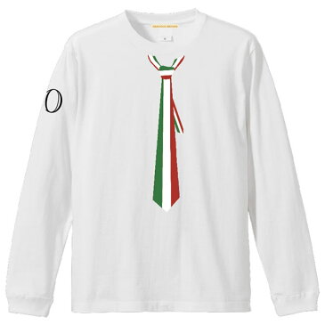 【メール便　送料無料】だまし絵 イタリア トリコロール 国旗 ネクタイ ロングスリーブ Tシャツ 長袖 リブ付き ヨーロッパ 南米 サッカー ユーロ おしゃれ メンズ レディース カジュアル ストリート スポーツコットン 母の日 父の日 ギフト プレゼント