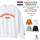 楽天【Tシャツ専門店】GRACIOUS GROUND＼お得なクーポン配布中／オランダ ロゴ トレーナー クルーネック メンズ レディース ペアルック カップル ユニセックス お揃い 兄弟 友達 男女兼用 長袖 スウェット 裏毛 Nederland 欧州 国旗 刺繍 ワッペン クリスマス ギフト プレゼント 10オンス