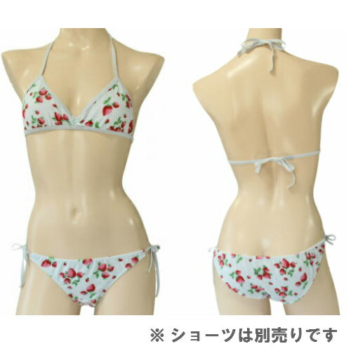 イチゴ柄パイル地三角ブラジャー 単品 ヒモ結び...の紹介画像3