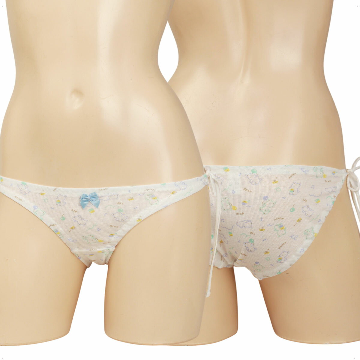 Rakuten - 【新作】レディース 紐パン HONEY BARE ゆるかわデザイン フライスニット スキャンティ 横ひも結びショーツ 2604n【当店オススメ】