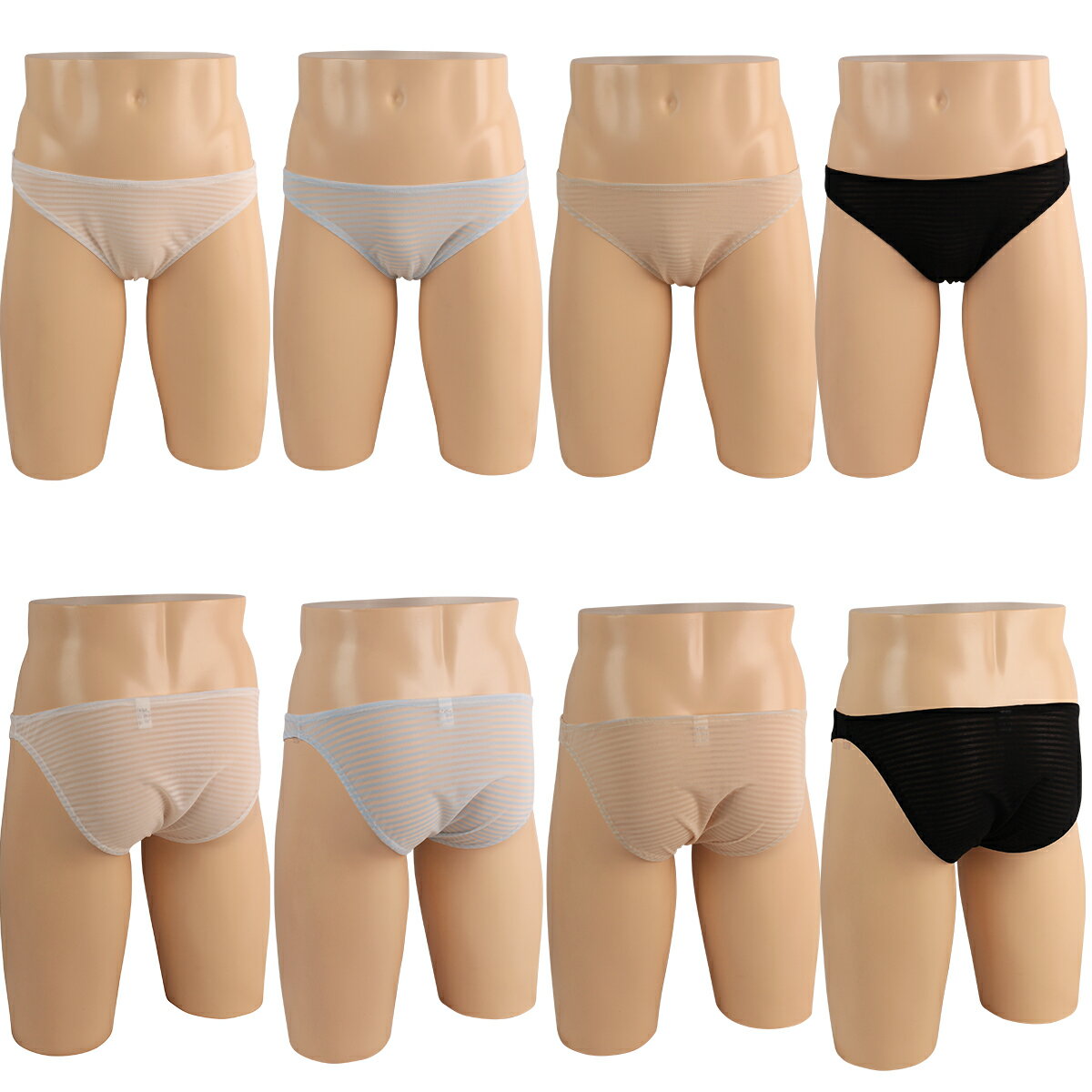 シースルーボーダー スケスケ メンズスショーツ インゴム パンティ XL・大きいサイ...