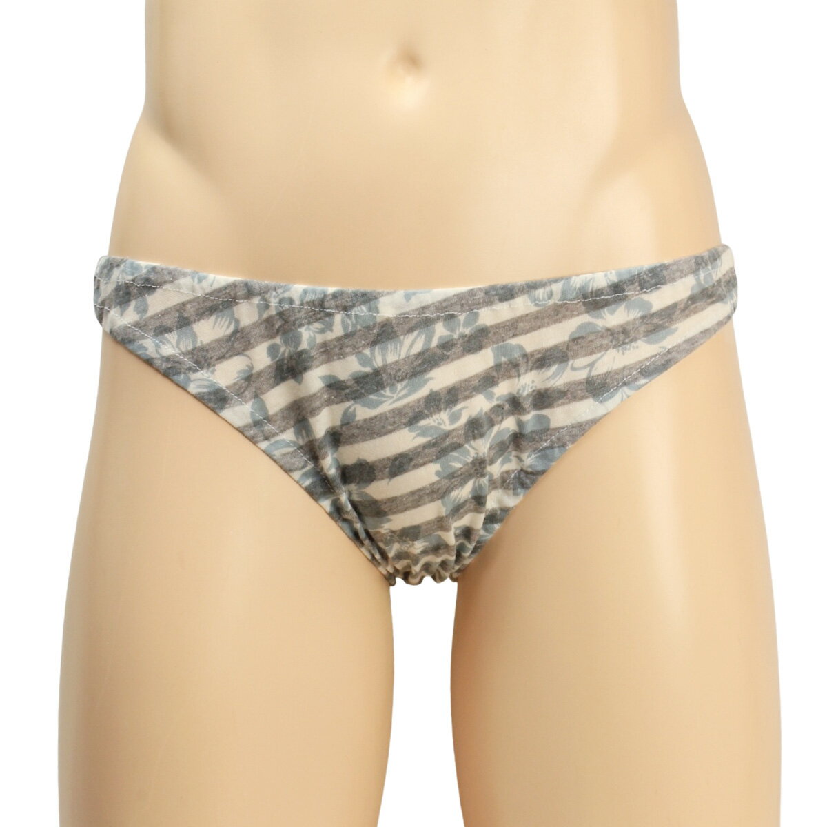 メンズ ななめボーダーハイビスカス天竺プリント ショーツ ビキニ インナー ランジェリー 男性 下着 2308n