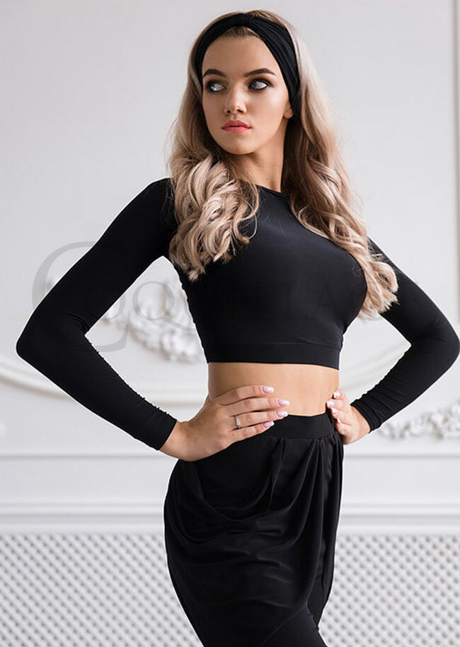 ダンス 社交ダンス DANZA ダンザ　カラ ダンストップ 社交ダンスウェア 練習着 衣装 Danza by Dana Spitsyna ladies 女性 レディース トップス ラテン XS-Mサイズ 黒 ロシア Russia 海外