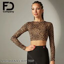 社交ダンス 衣装 トップス 練習着 レッスンウェア 社交ダンス衣装 黒 FD Company FDカンパニー マダラーナ・ラテンクロップトップ(レオパード) モ...