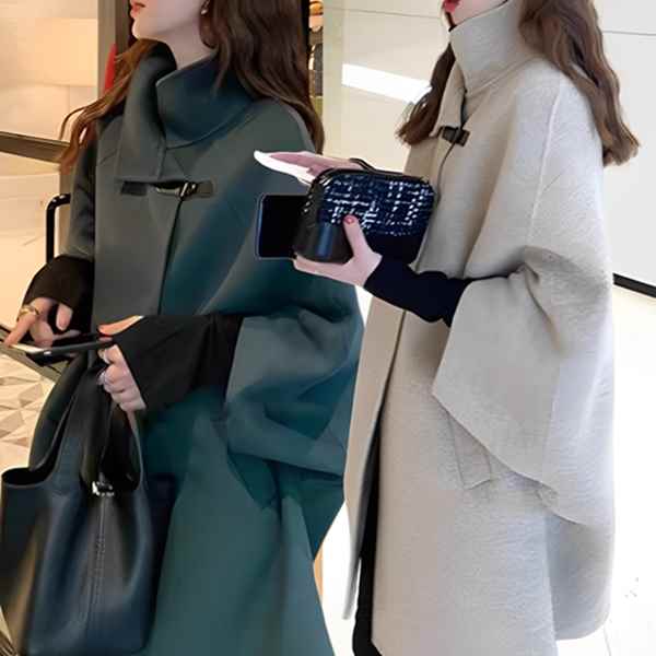 2色展開レディース トップス コート アウター ケープ 羽織 通勤 シングルブレスト無地 長袖 ミディアム丈 ストレート ポケット Aライン 大人可愛い シンプル カジュアル 上品 エレガント 秋 冬 OL 通勤 お出かけ ショッピング 韓国 ゆったり
