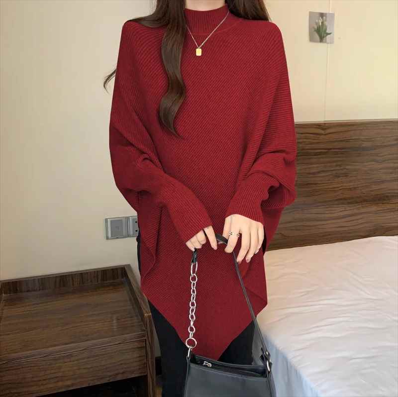 レディース ニット プルオーバー 長袖 ハイネック タートルネック アシンメトリー フェミニン コンサバ ニット きれいめ シンプル 上品 おしゃれ レトロ こなれ感 ラフ ベーシック プレッピー カントリー アクティブ ナチュラル 無地 秋 冬 お出かけ 旅行 女子会 休日