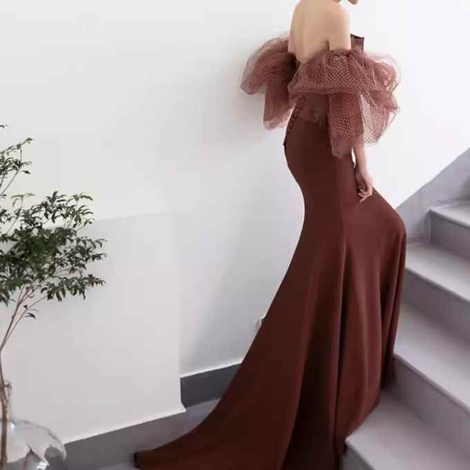 フィッシュテール ドレス ワンピース ウェディング パーティー 結婚式 二次会 披露宴 演奏会 発表会 ステージ 舞台 衣装 演劇 ロング オフショル スリム 細身 Aライン イブニング レース ハイウエスト 編み込み 可愛い きれいめ シンプル 大人可愛い 上品 おしゃれ