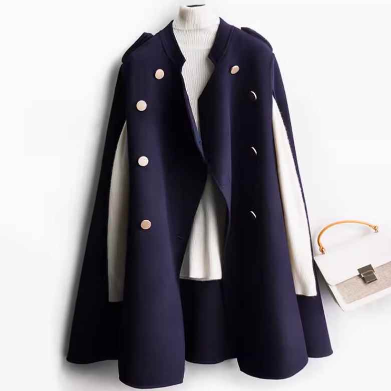 ケープウールコート レディース ジャケット コート アウター 上着 ウール 羽織 前開き ショール 袖なし スタンドカラー ワイド 裾ワイド ふっくら ボタン かわいい 大人可愛い きれいめ シンプル カジュアル 上品 おしゃれ かっこいい レトロ こなれ感 ラフ ルーズ