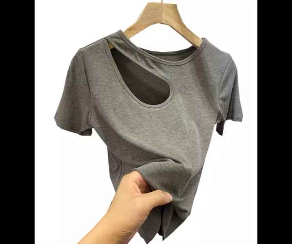 樂天商城 - レディース トップス カットソー プルオーバー Tシャツ ミドル丈 半袖 ラウンドネック タイト スリム 細身 肌見せ 大人可愛い シンプル カジュアル おしゃれ かっこいい こなれ感 ラフ 個性的 クール 抜け感 ラグジュアリー ワイルド セクシー シック スタイリッシュ