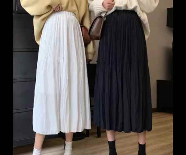 レディース スカート 膝下 ミモレ ロング Aライン プリーツ ハイウエスト ウエスト...