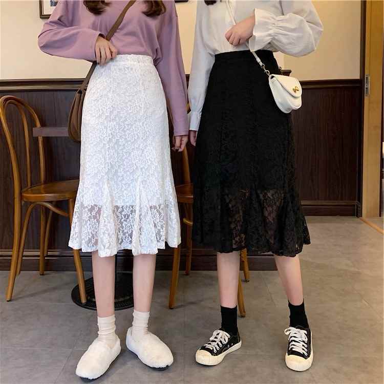 樂天商城 - レディース スカート ボトムス マーメイドスカート ロングスカート レーススカート 膝丈 マーメイド フィッシュテール フェミニン レース ハイウエスト 透け感 大人可愛い きれいめ シンプル 上品 おしゃれ ガーリー エレガント キュート ロマンティック 花 フラワー 春