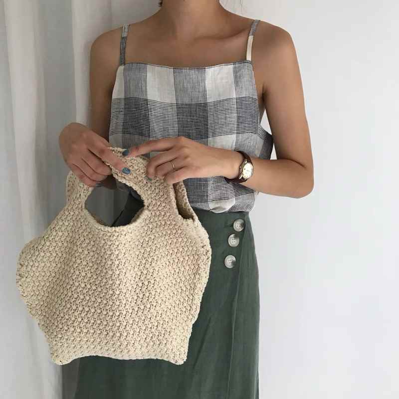 樂天商城 - レディース バッグ カバン bag 鞄 織バッグ 編みバッグ ハンドバッグ オープンバッグ 手持ち かぎ編み 編み込み ニット 薄型 スリム 大人可愛い シンプル カジュアル お洒落 レトロ アジアン こなれ感 ラフ 抜け感 クラシック スタイリッシュ 秋 冬 無地 デート