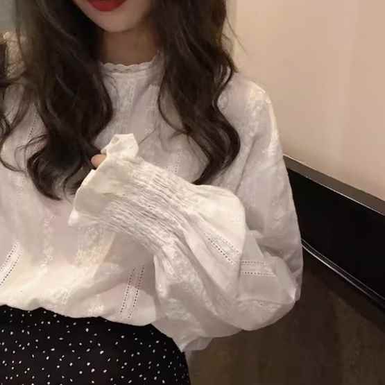 樂天商城 - レディース トップス ブラウス プルオーバー 長袖 フリル袖 襟なし ワイド フェミニン レース 大人可愛い きれいめ シンプル カジュアル 上品 おしゃれ こなれ感 ラフ ガーリー ルーズ 個性的 エレガント モダン 主役級 存在感 ラブリー キュート 都会的 ベーシック