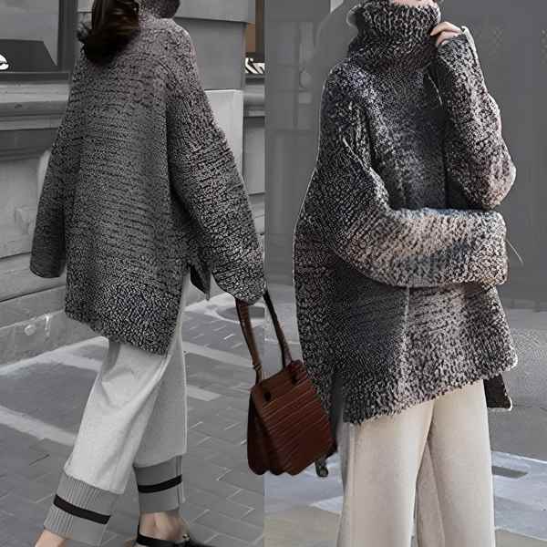 セーター&スラックス2点セット レディースフレグランススーツ 上下セット セットアップ トップス ボトムス ニット セーター 長袖 タートルネック ボリューム袖 ゆったり ロングパンツ 体型カバー リラックス カジュアル きれいめ キュート おしゃれ ママ 20代 30代 40代