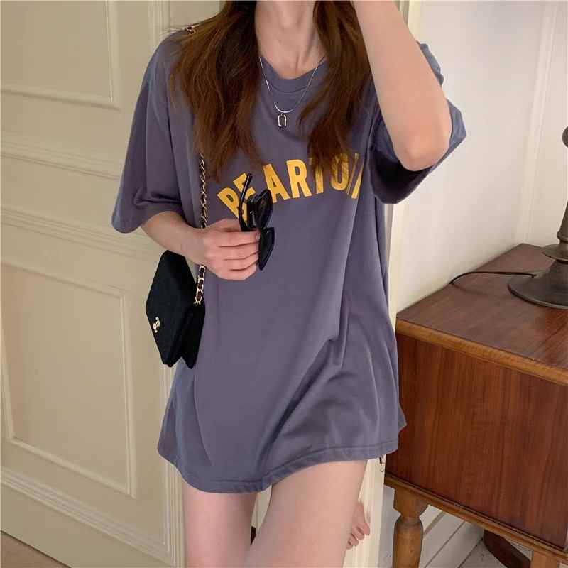 Other - レディース トップス Tシャツ 半袖 Uネック ラウンドネック オーバーサイズ ストリート シンプル カジュアル おしゃれ ラフ メンズライク マニッシュ ボーイッシュ スポーティー 抜け感 カレッジ風 学生風 ベーシック アメリカン プレッピー ナチュラル ロゴ 夏 学生