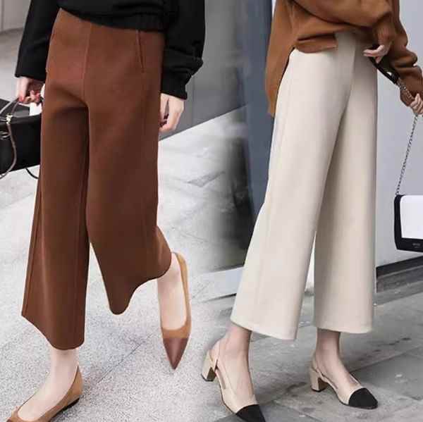 樂天商城 - レディース トップス パンツ ボトムス ストレートパンツ ワイドパンツ 9分丈 アンクル丈 ストレート Iライン ハイウエスト 中厚手 ツイード きれいめ シンプル 上品 おしゃれ かっこいい クール エレガント 主役級 存在感 都会的 クラシカル 無地 秋 冬 二次会 母の日