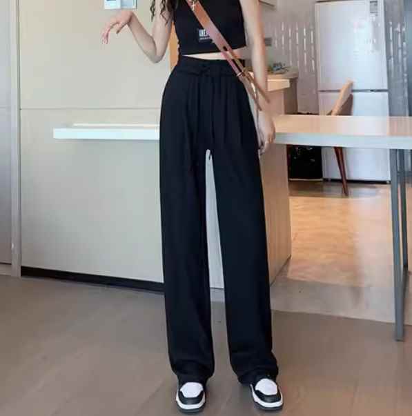 樂天商城 - レディース パンツ ボトムス スウェット ストレートパンツ ワイドパンツ スウェットパンツ フルレングス ストレート ウエストマーク ウエストリボン ハイウエスト 中厚手 シンプル カジュアル おしゃれ かっこいい こなれ感 ラフ 主役級 存在感 アクティブ ナチュラル