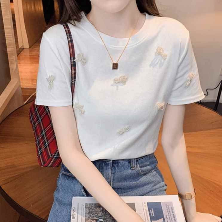 樂天商城 - レディース トップス Tシャツ 半袖 ラウンドネック 襟なし ストレート Iライン 薄手 かわいい 大人可愛い きれいめ シンプル カジュアル 上品 おしゃれ こなれ感 ラフ ガーリー 個性的 エレガント 存在感 とろみ感 抜け感 ラブリー キュート 都会的 ラグジュアリー