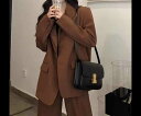 二点セット 上下セット ツーピース レディース ジャケット パンツ スーツ セットアップ ワイドパンツ フルレングス 長袖 襟付き スーツカラー ストレート ポケット 大人可愛い きれいめ シンプル カジュアル おしゃれ かっこいい レトロ こなれ感 ボーイッシュ ルーズ
