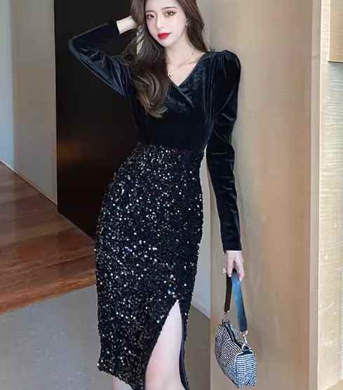 ドレス　パーティー　レディース DAC【 Huayue Princess】 24 春 フランス レトロ 宮殿 スタイル ラウンドネック バブル ロングスリーブ プリンセス ドレス