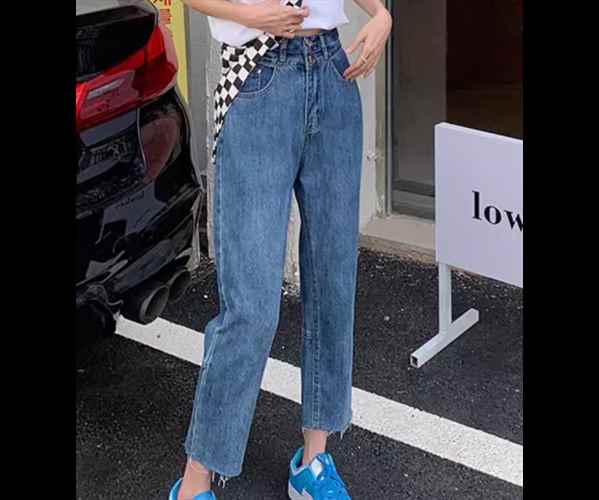 レディース パンツ ボトムス デニム ジーンズ Gパン デニムパンツ 9分丈 アンクル丈 クロップド丈 ストレート バックリボン ハイウエスト ボタン ウォッシュ 薄手 かわいい カジュアル おしゃれ ラフ ボーイッシュ ガーリー 個性的 ラブリー キュート ラグジュアリー