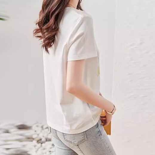 レディース トップス カットソー プルオーバー Tシャツ ミドル丈 半袖 ラウンドネック ストレート フェミニン 綿 コットン かわいい 大人可愛い きれいめ シンプル カジュアル 上品 おしゃれ ラフ ガーリー エレガント 清潔感 爽やか シック 高級感 芸術的 gramaria-10002570 gramaria サンプル画像3