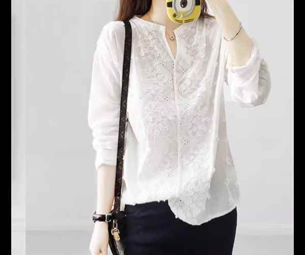 レディース シャツ ブラウス プルオーバー ミドル丈 長袖 Vネック フェミニン 刺繍 薄手 リネン コットン 麻 かわいい 大人可愛い きれいめ シンプル カジュアル 上品 おしゃれ レトロ ガーリー エレガント キュート ナチュラル 清潔感 爽やか シック 高級感 優しい