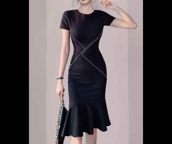 レディースワンピースプルオーバー膝...